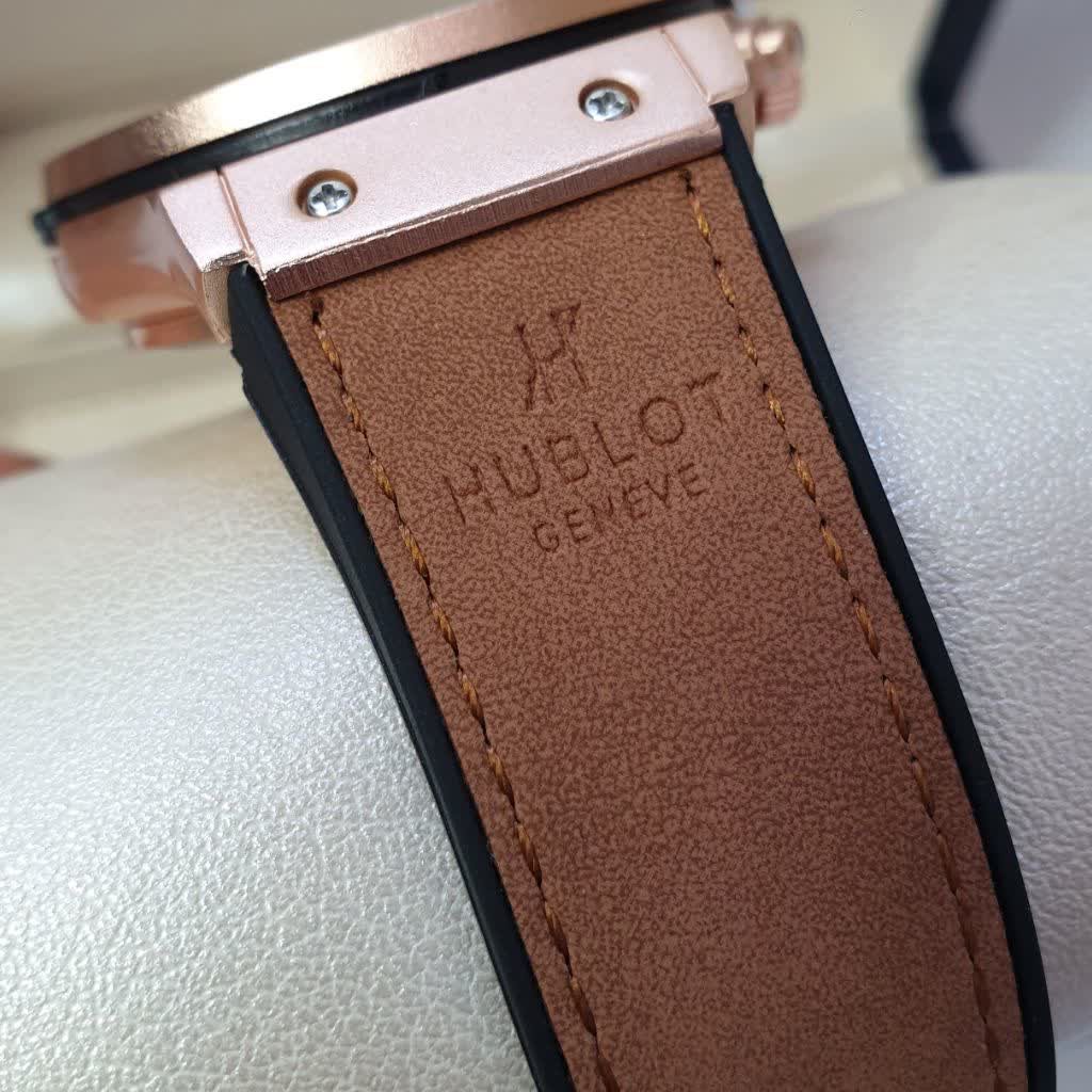 ساعت مچی مردانه هابلوت بند رابر  قهوه ای قاب استیل صفحه  سفید  HUBLOT 